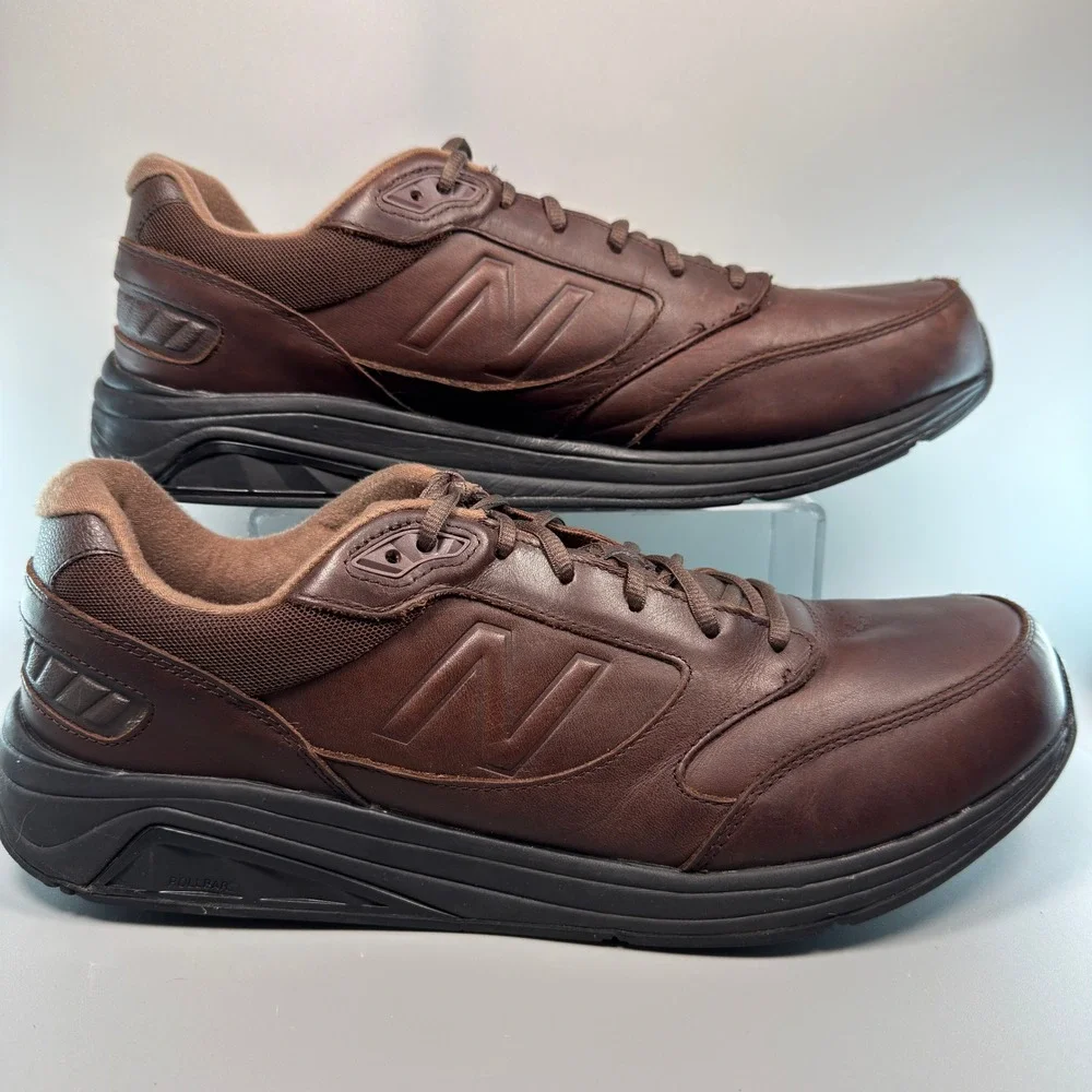 New Balance 928v3 Mens 15 B Walking Shoe Brown Black Leather Low Lace Up Sneaker